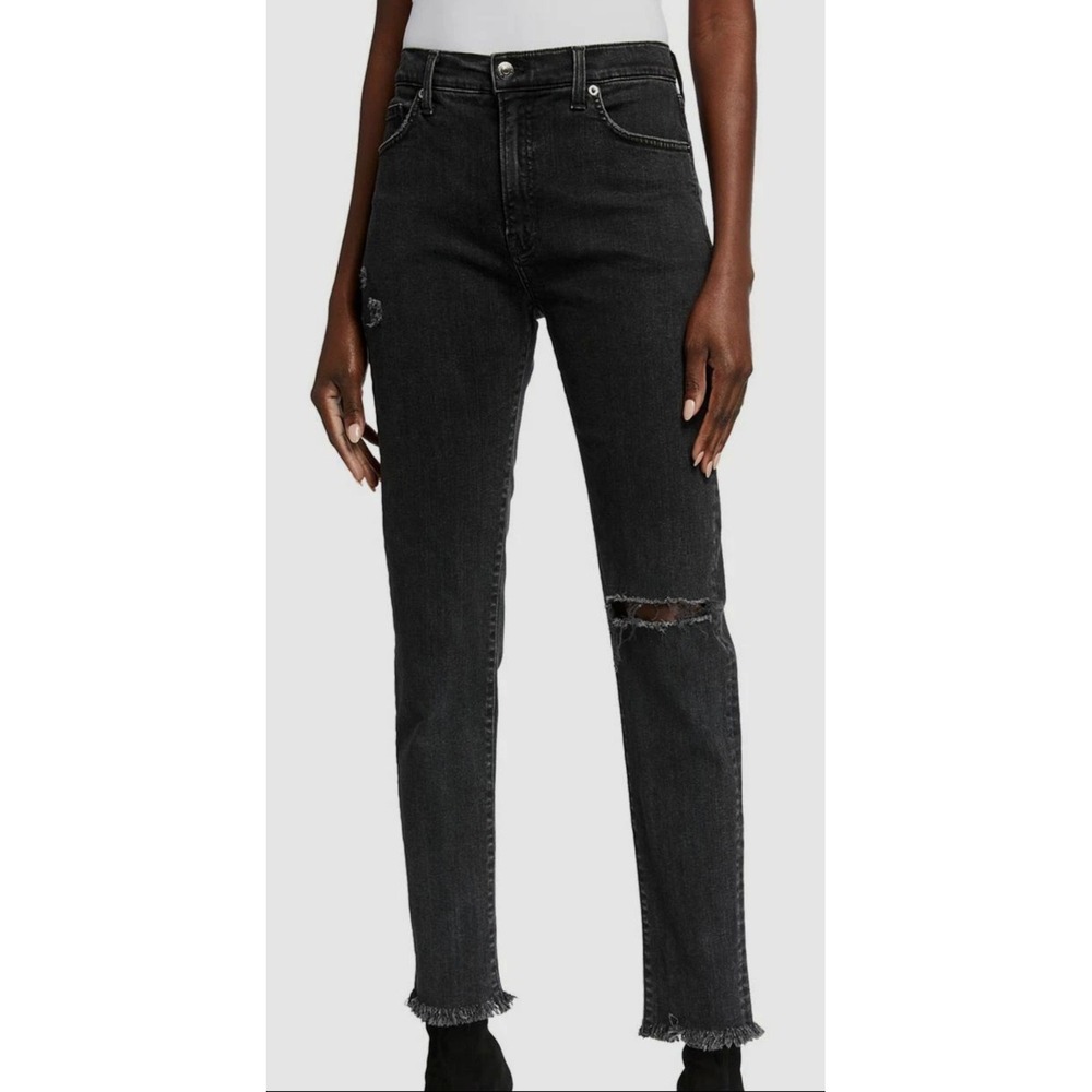 Veronica‎ Beard Benzi Midrise Straight Leg Jeans Black Salt & Pepper Wash 31/12